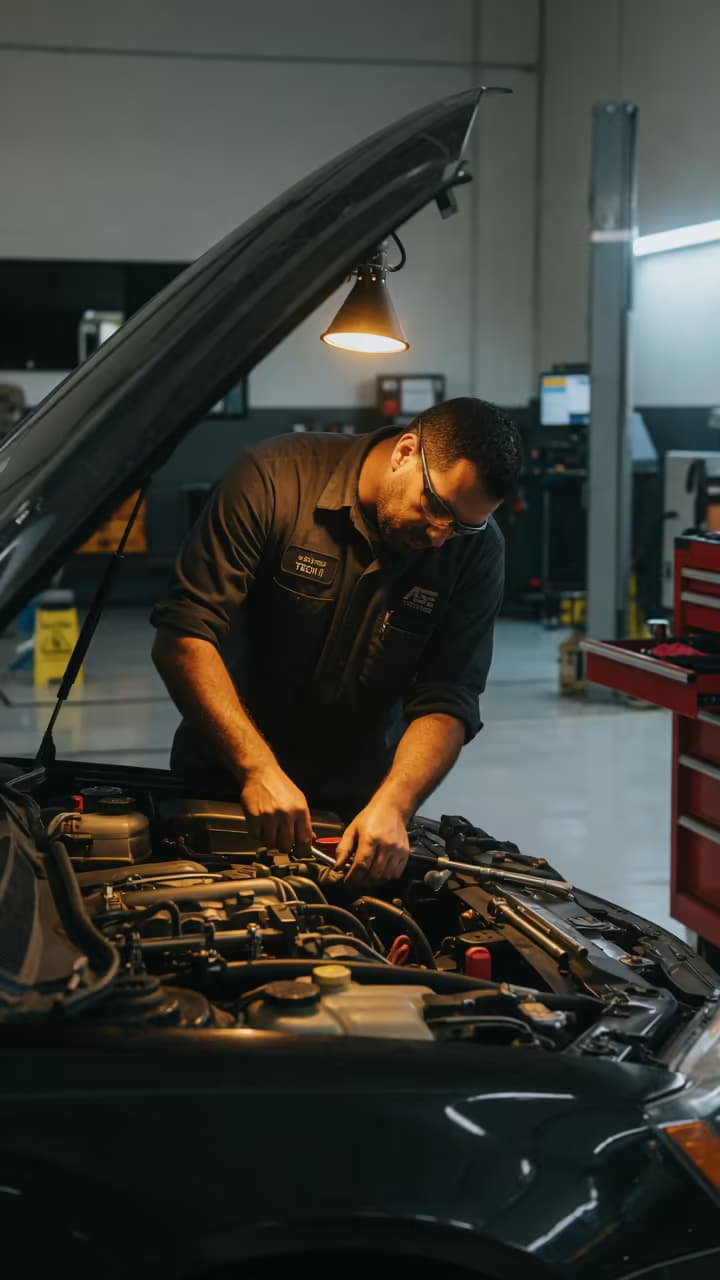ASE-certified technician working in the Santini shop